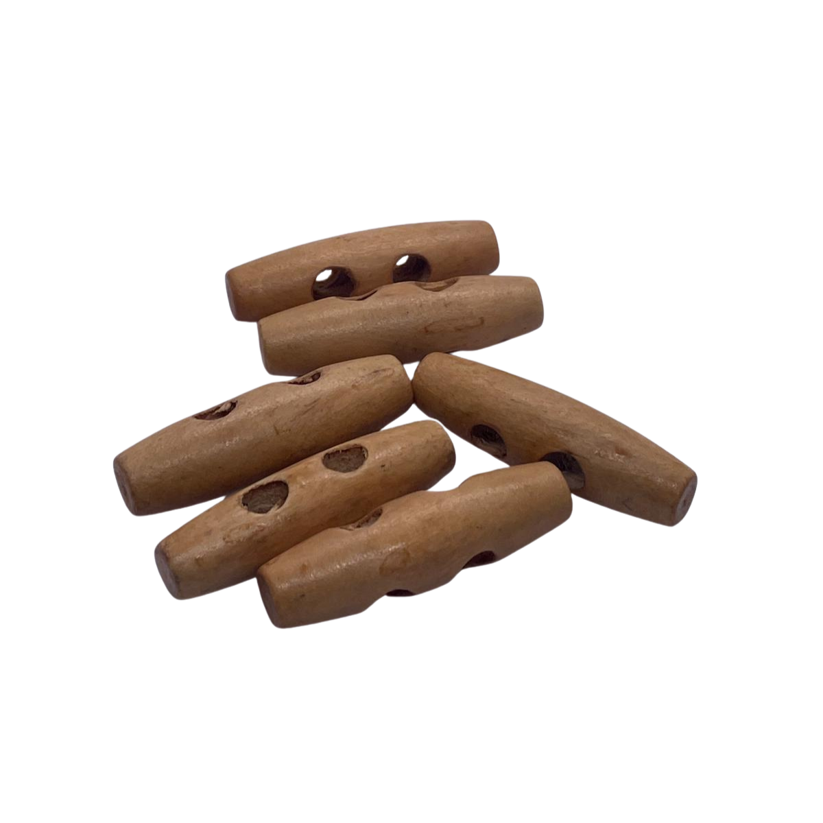 2 Delikli 6 Adet Ahşap Düğme (14mm, Kahve)