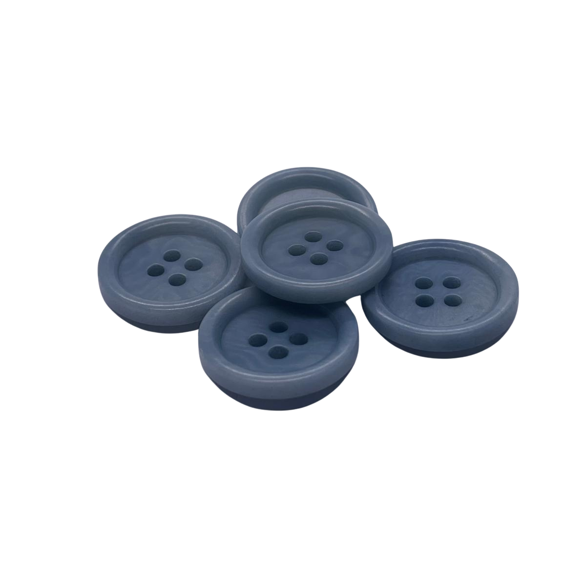 4 Delikli 5 Adet Plastik Düğme (20mm, Mavi)