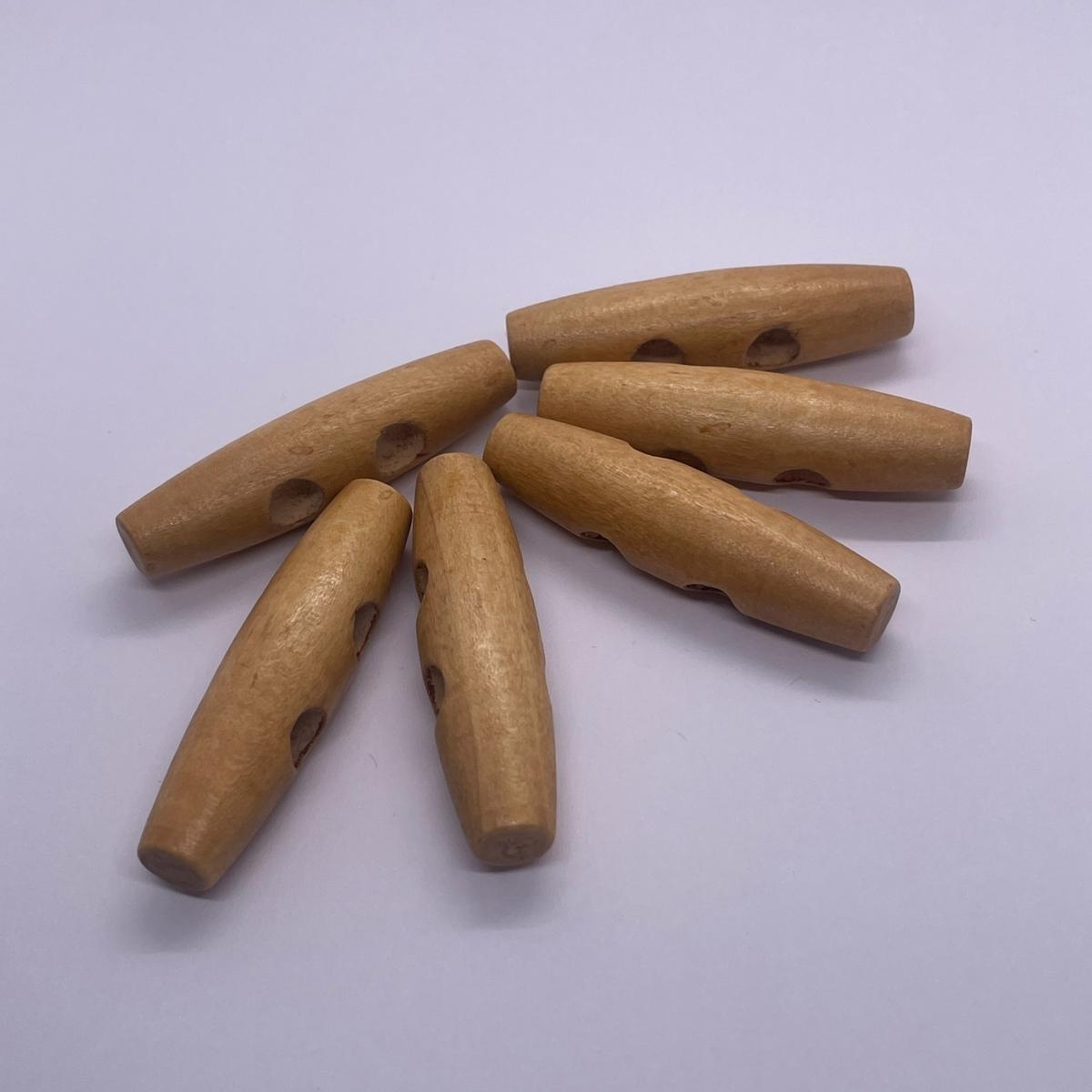 2 Delikli 6 Adet Ahşap Düğme (24mm, Kahve) - Görsel 2