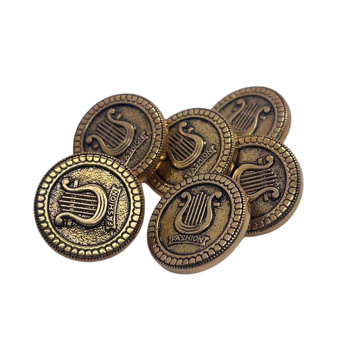 6 Adet Metal Görünümlü Plastik Düğme (17mm, Gold)