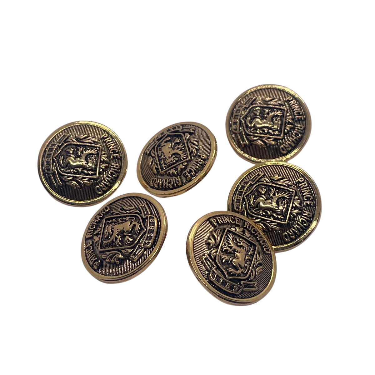6 Adet Prens Richard Plastik Düğme (21mm, Gold)