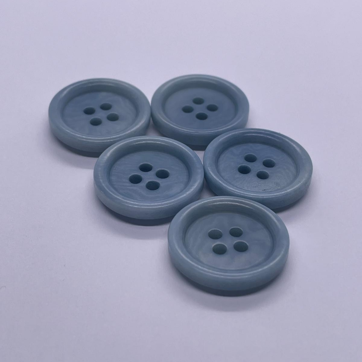 4 Delikli 5 Adet Plastik Düğme (20mm, Mavi) - Görsel 4