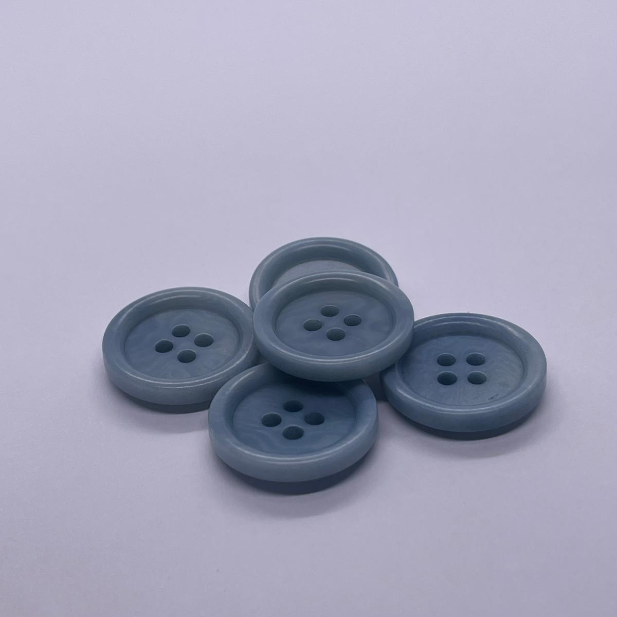 4 Delikli 5 Adet Plastik Düğme (20mm, Mavi) - Görsel 3