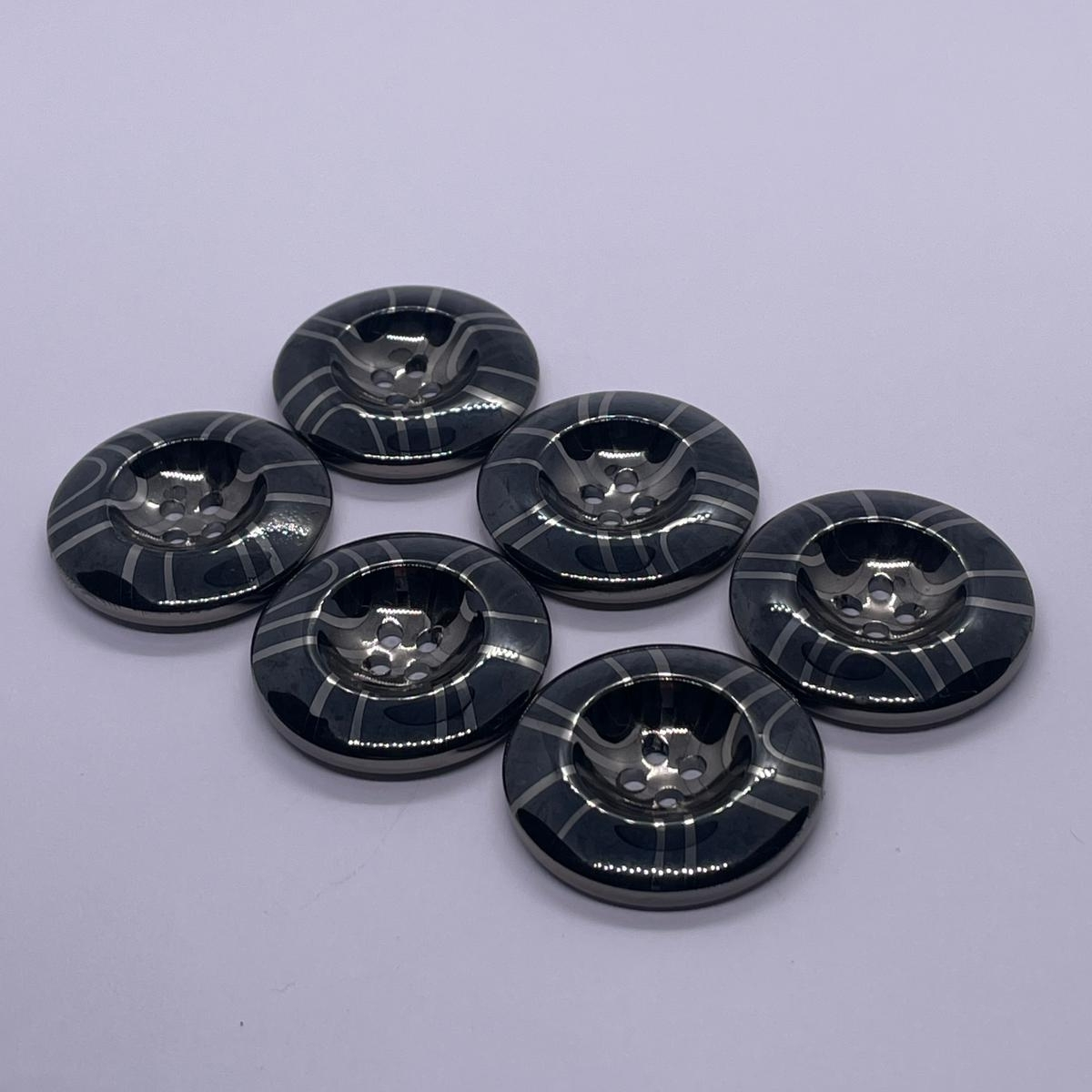 4 Delikli 6 Adet Plastik Düğme (30mm, Siyah) - Görsel 3